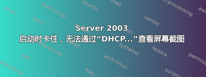 Server 2003 启动时卡住，无法通过“DHCP...”查看屏幕截图