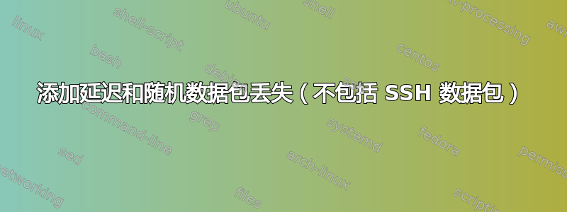 添加延迟和随机数据包丢失（不包括 SSH 数据包）