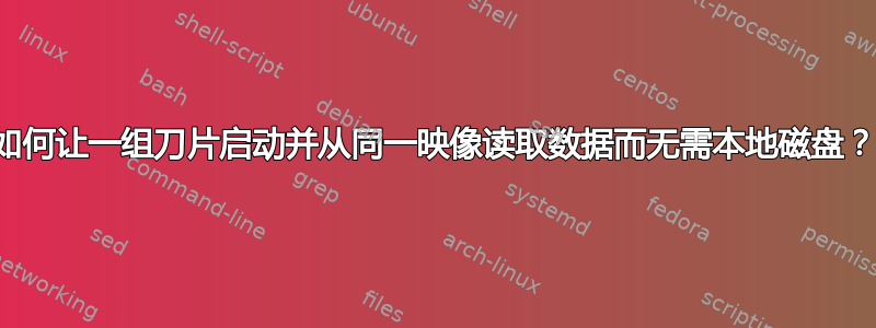 如何让一组刀片启动并从同一映像读取数据而无需本地磁盘？