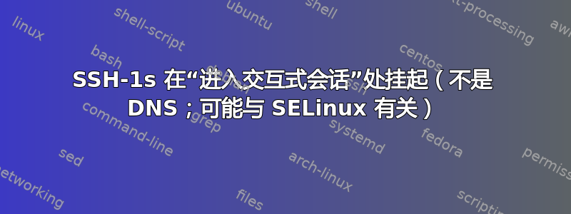 SSH-1s 在“进入交互式会话”处挂起（不是 DNS；可能与 SELinux 有关）