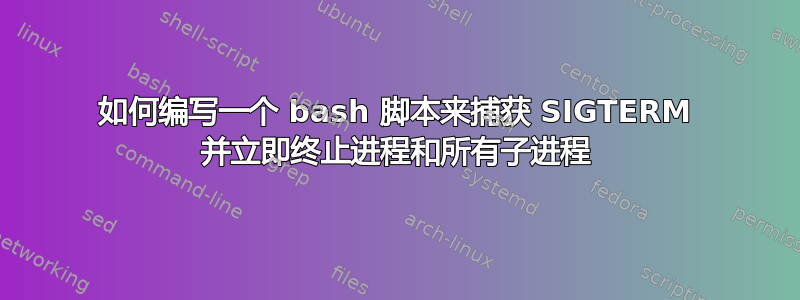 如何编写一个 bash 脚本来捕获 SIGTERM 并立即终止进程和所有子进程