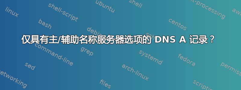 仅具有主/辅助名称服务器选项的 DNS A 记录？