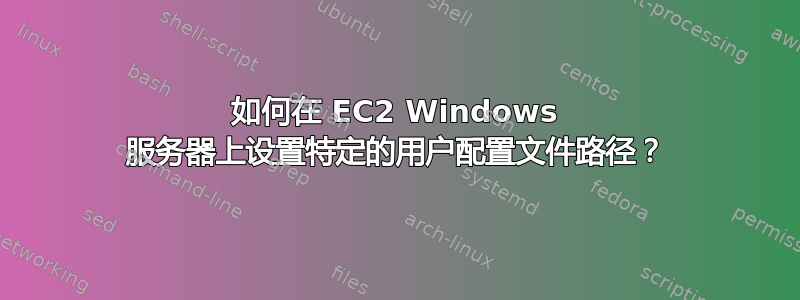 如何在 EC2 Windows 服务器上设置特定的用户配置文件路径？