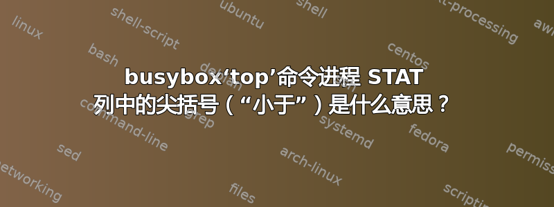 busybox‘top’命令进程 STAT 列中的尖括号（“小于”）是什么意思？