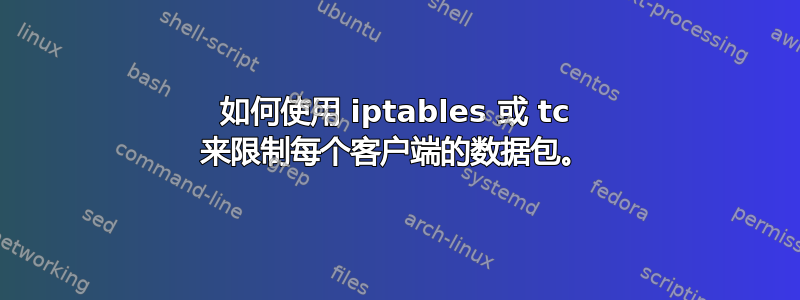 如何使用 iptables 或 tc 来限制每个客户端的数据包。