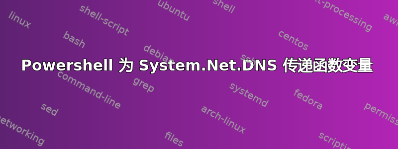 Powershell 为 System.Net.DNS 传递函数变量