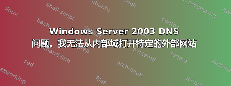 Windows Server 2003 DNS 问题。我无法从内部域打开特定的外部网站