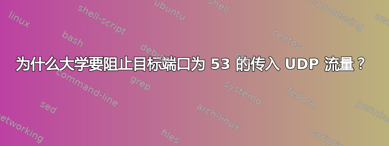 为什么大学要阻止目标端口为 53 的传入 UDP 流量？