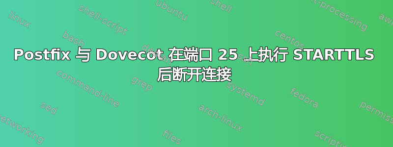 Postfix 与 Dovecot 在端口 25 上执行 STARTTLS 后断开连接