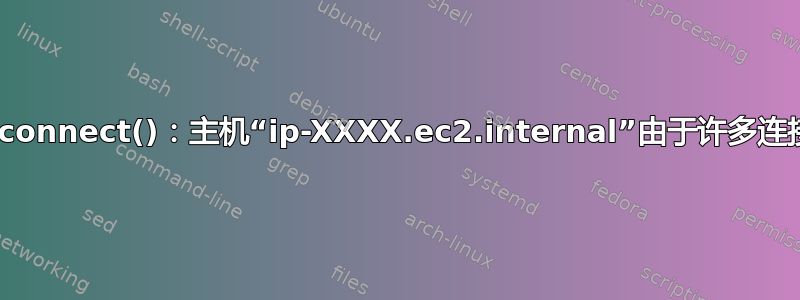 警告：mysql_connect()：主机“ip-XXXX.ec2.internal”由于许多连接错误而被阻止