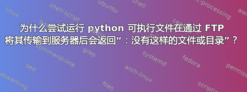 为什么尝试运行 python 可执行文件在通过 FTP 将其传输到服务器后会返回“：没有这样的文件或目录”？ 