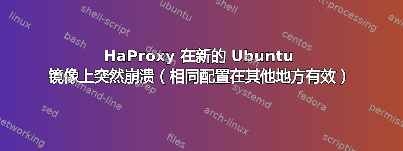 HaProxy 在新的 Ubuntu 镜像上突然崩溃（相同配置在其他地方有效）