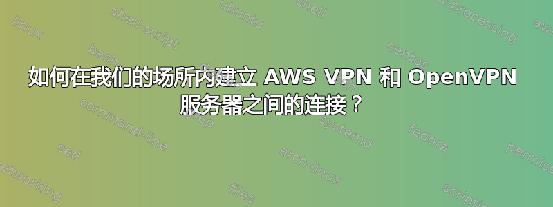 如何在我们的场所内建立 AWS VPN 和 OpenVPN 服务器之间的连接？