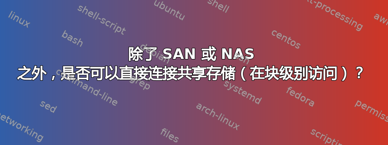 除了 SAN 或 NAS 之外，是否可以直接连接共享存储（在块级别访问）？