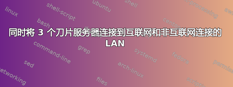 同时将 3 个刀片服务器连接到互联网和非互联网连接的 LAN