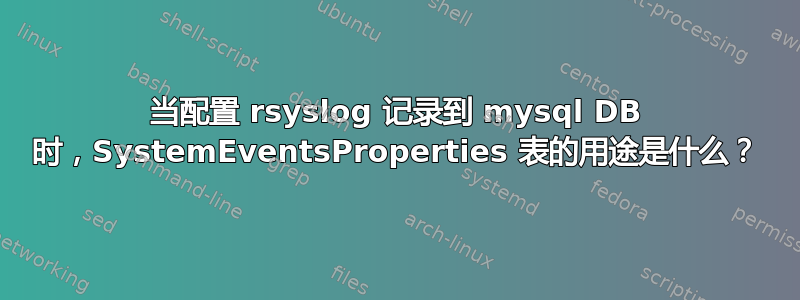 当配置 rsyslog 记录到 mysql DB 时，SystemEventsProperties 表的用途是什么？