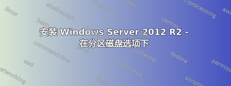 安装 Windows Server 2012 R2 - 在分区磁盘选项下