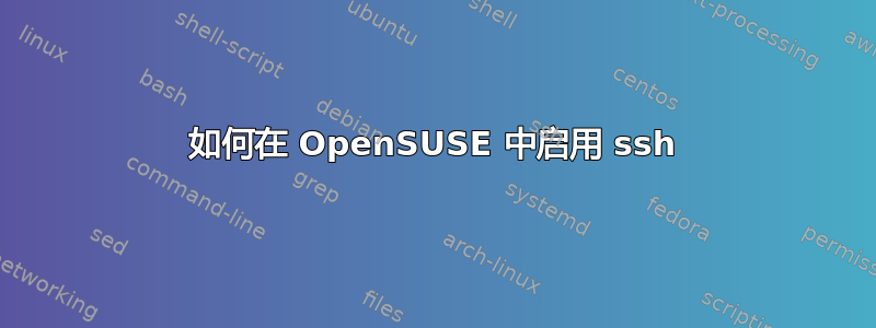 如何在 OpenSUSE 中启用 ssh