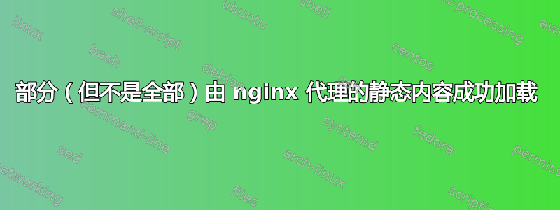 部分（但不是全部）由 nginx 代理的静态内容成功加载