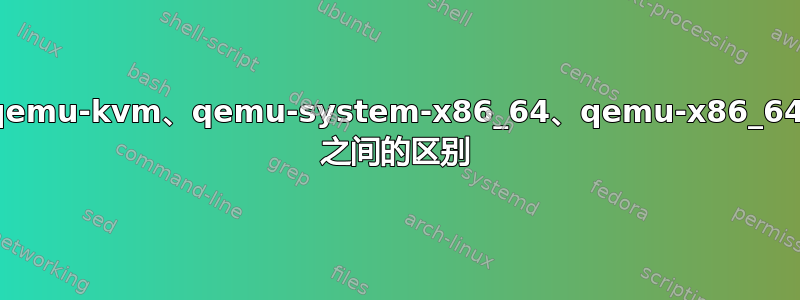 qemu-kvm、qemu-system-x86_64、qemu-x86_64 之间的区别