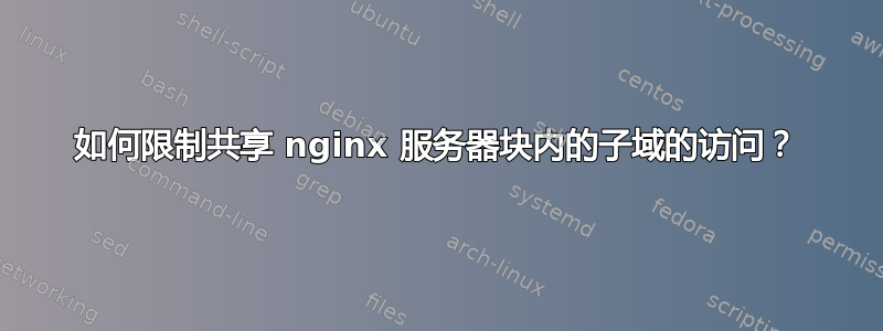 如何限制共享 nginx 服务器块内的子域的访问？