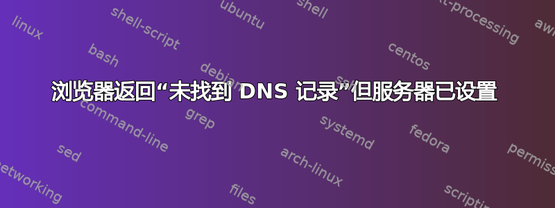 浏览器返回“未找到 DNS 记录”但服务器已设置