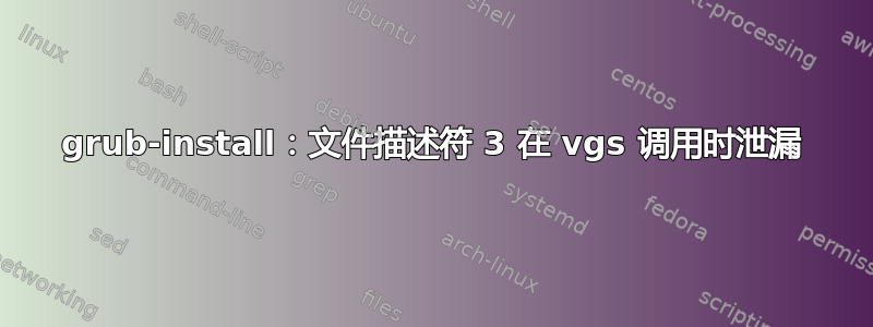 grub-install：文件描述符 3 在 vgs 调用时泄漏