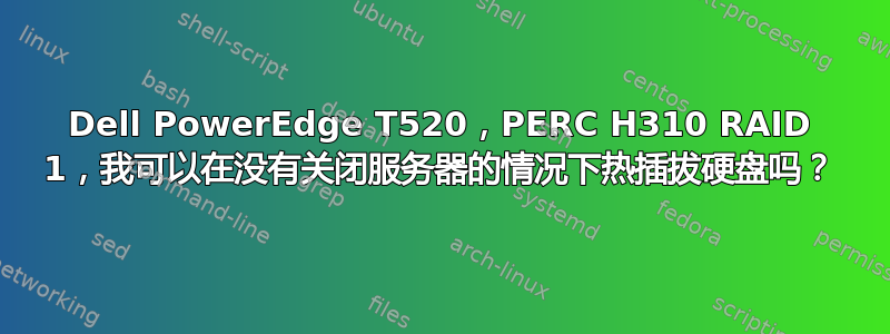 Dell PowerEdge T520，PERC H310 RAID 1，我可以在没有关闭服务器的情况下热插拔硬盘吗？