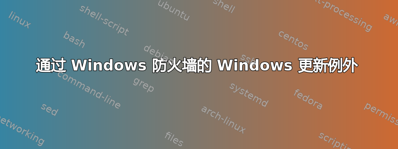 通过 Windows 防火墙的 Windows 更新例外