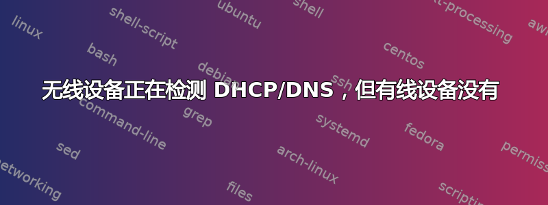 无线设备正在检测 DHCP/DNS，但有线设备没有