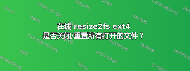 在线 resize2fs ext4 是否关闭/重置所有打开的文件？