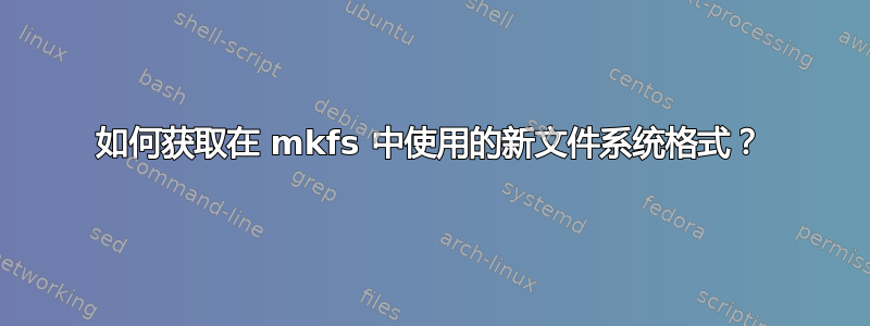 如何获取在 mkfs 中使用的新文件系统格式？