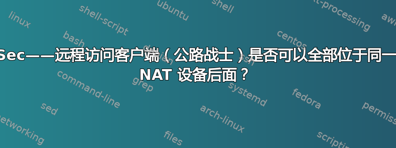 IPSec——远程访问客户端（公路战士）是否可以全部位于同一个 NAT 设备后面？