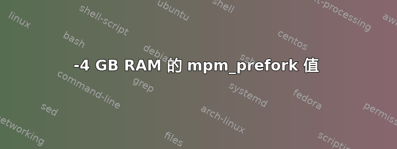 2-4 GB RAM 的 mpm_prefork 值