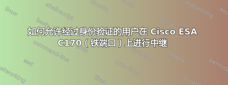 如何允许经过身份验证的用户在 Cisco ESA C170（铁端口）上进行中继