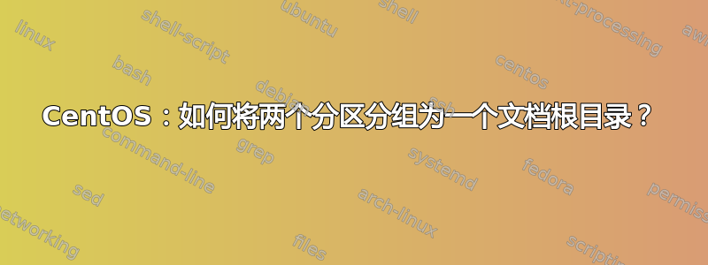 CentOS：如何将两个分区分组为一个文档根目录？