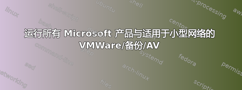 运行所有 Microsoft 产品与适用于小型网络的 VMWare/备份/AV