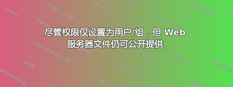 尽管权限仅设置为用户/组，但 Web 服务器文件仍可公开提供