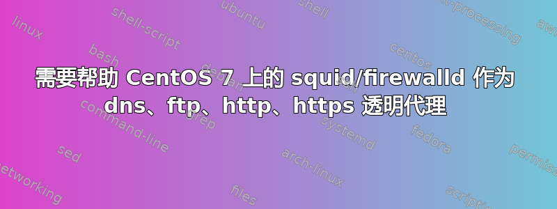 需要帮助 CentOS 7 上的 squid/firewalld 作为 dns、ftp、http、https 透明代理