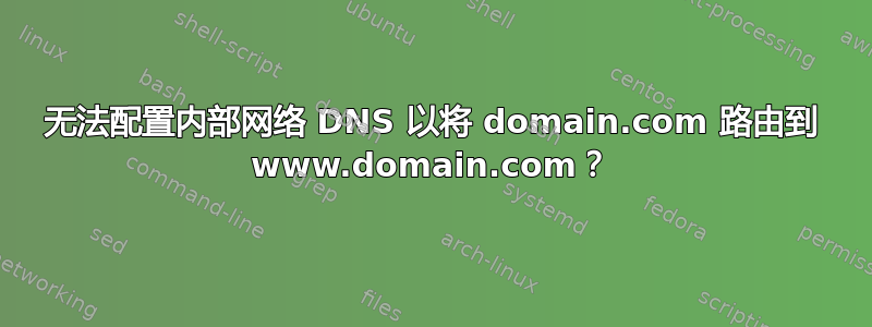 无法配置内部网络 DNS 以将 domain.com 路由到 www.domain.com？