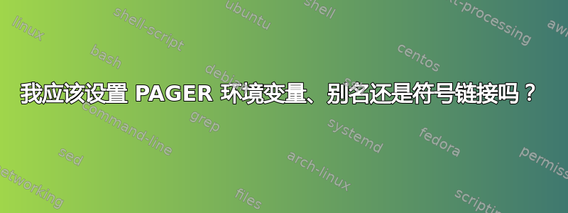 我应该设置 PAGER 环境变量、别名还是符号链接吗？