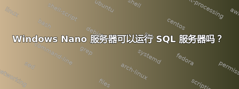 Windows Nano 服务器可以运行 SQL 服务器吗？