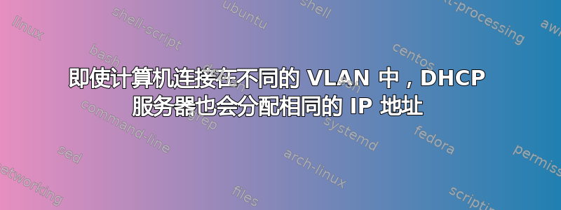 即使计算机连接在不同的 VLAN 中，DHCP 服务器也会分配相同的 IP 地址