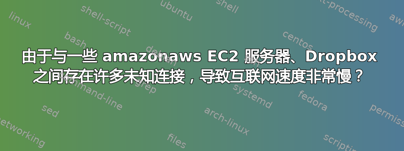 由于与一些 amazonaws EC2 服务器、Dropbox 之间存在许多未知连接，导致互联网速度非常慢？