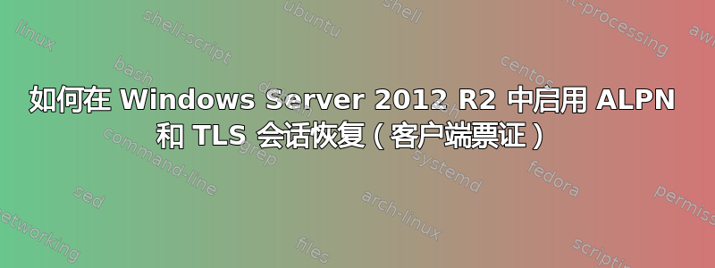 如何在 Windows Server 2012 R2 中启用 ALPN 和 TLS 会话恢复（客户端票证）