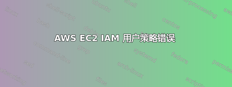 AWS EC2 IAM 用户策略错误