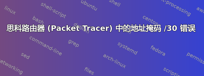 思科路由器 (Packet Tracer) 中的地址掩码 /30 错误 