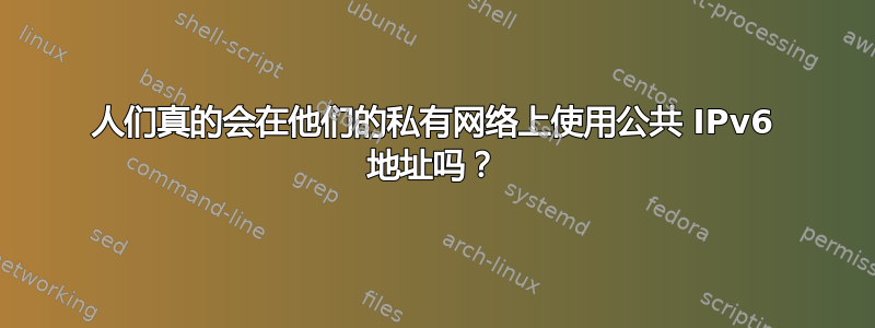 人们真的会在他们的私有网络上使用公共 IPv6 地址吗？