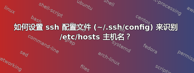 如何设置 ssh 配置文件 (~/.ssh/config) 来识别 /etc/hosts 主机名？