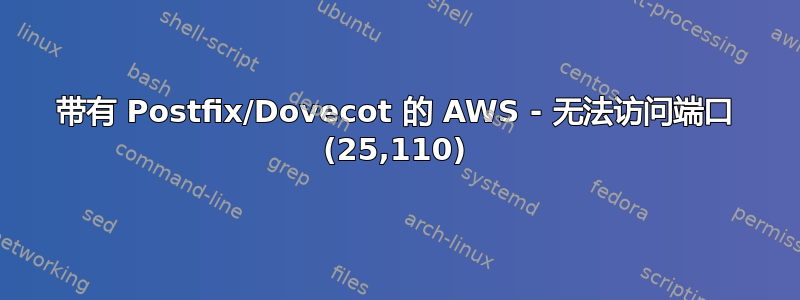 带有 Postfix/Dovecot 的 AWS - 无法访问端口 (25,110)